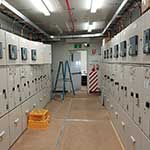 Switchroom with switch gear cabinets mostly closed and commissioned