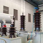 Electrical test leads connected to a power distribution transformer designed by Teck Global